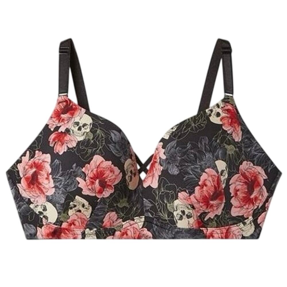 Torrid Dream Wire-Free Push-Up Bra 40DDD variety skull black floral spooky